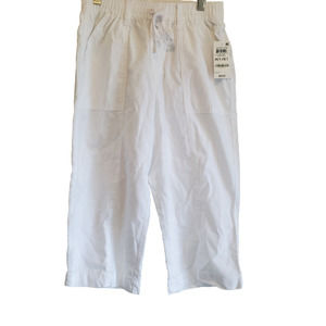 NWT Karen & Scott Women's White Petite Woven Drawstring Capri Pants Size PP